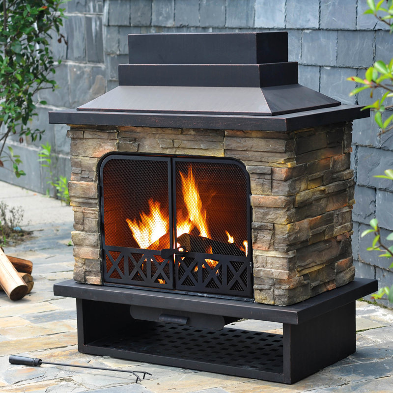 Sunjoy Farmington Steel Wood Burning Outdoor Fireplace & Reviews | Wayfair